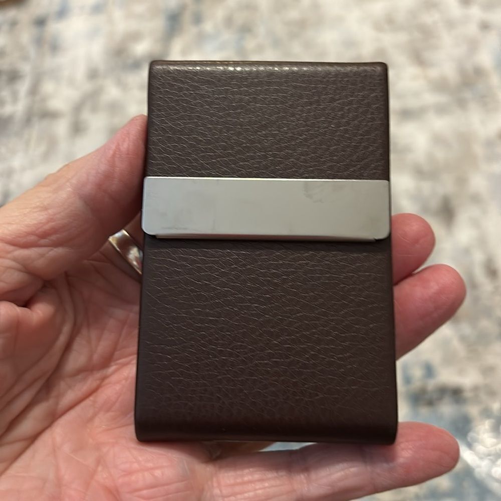 Bundle of TWO Brown Business Card Holders.  Great for gifts.  Ship same day!